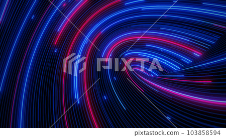 Multicolor lines of neon light twist the abstract background 3d rendering 103858594