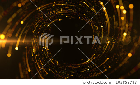 Tunnel gold color digital particles dots and line twist abstract background for new year or important events, 3d rendering Tunnel gold color digital particles dots and line twist abstract background for new year or important events, 3d rendering 103858788