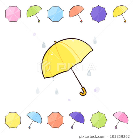 Illustration set of colorful umbrellas Illustration set of colorful umbrellas 103859262