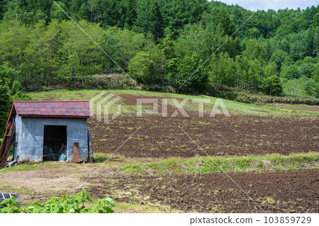 Beautiful scenery of Kimobetsu town in Hokkaido, Japan Beautiful scenery of Kimobetsu town in Hokkaido, Japan 103859729