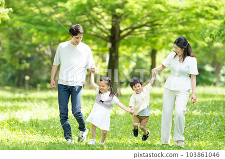Young family walking hand in hand Young family walking hand in hand 103861046