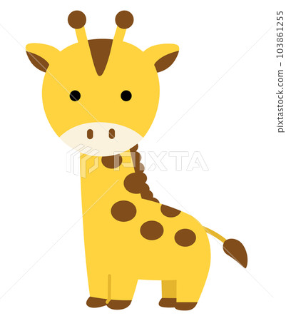 一隻可愛的長頸鹿的全身插圖 103861255