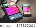 Programmatic Advertising for maximize ads impact concept. Online native targeting advertising marketing strategy. Programmatic video ads block when viewing site on mobile phone and tablet pc screens 103862081