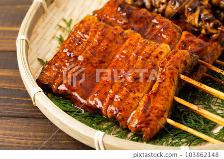 Grilled eel and liver Grilled eel and liver 103862148