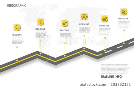 roadmap timeline business infographic template Modern 6 step timeline diagram, presentation infographics vector. roadmap timeline business infographic template Modern 6 step timeline diagram, presentation infographics vector. 103862351