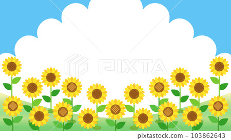 向日葵、藍天和雷雲的夏日風景圖 103862643