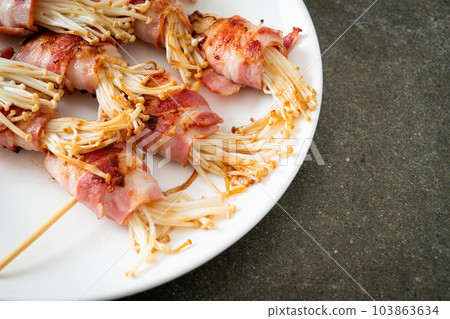 Bacon Wrapped Golden Needle Mushroom Bacon Wrapped Golden Needle Mushroom 103863634