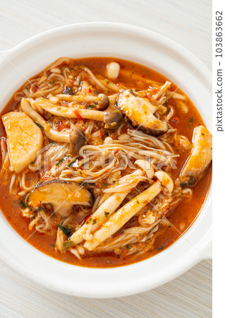 Stir-fried Spicy Mushroom with Tom Yum Soup Stir-fried Spicy Mushroom with Tom Yum Soup 103863662