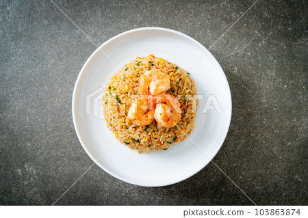 fried shrimps fried rice on plate fried shrimps fried rice on plate 103863874