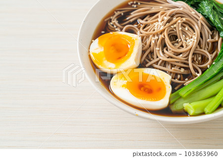 ramen noodles with egg - vegan or vegetarian food style ramen noodles with egg - vegan or vegetarian food style 103863960
