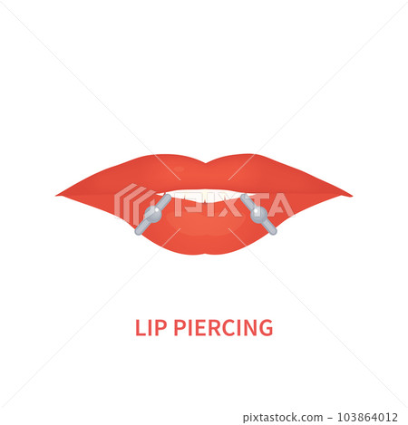 Lip piercing mouth barbell ring jewelry icon 103864012