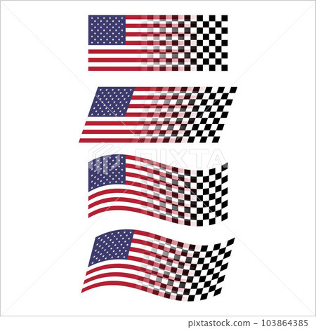 Checkered racing flags with USA Checkered racing flags with USA 103864385