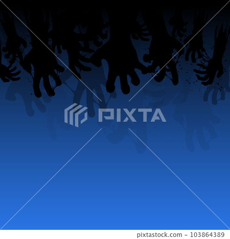 Zombie grunge hands silhouettes blue background Zombie grunge hands silhouettes blue background 103864389