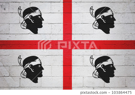 Flag of Sardinia painted on a wall Flag of Sardinia painted on a wall 103864475