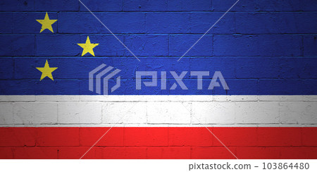 Flag of Gagauzia painted on a wall 103864480
