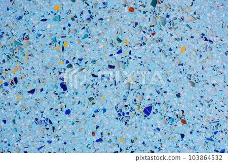 Colorful of tile-shard mosaic and stone decorating on the wall for background 103864532