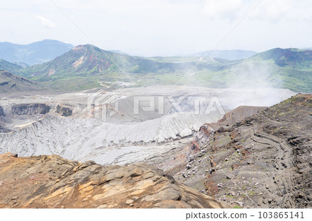 The 1st and 2nd craters (Mt. Aso) seen from the Crater East Observatory The 1st and 2nd craters (Mt. Aso) seen from the Crater East Observatory 103865141