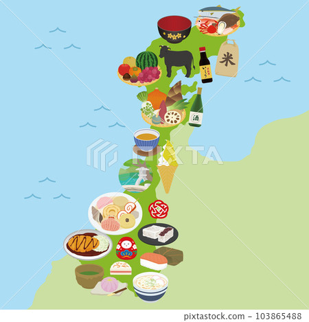 Ishikawa prefecture specialty illustration set 103865488
