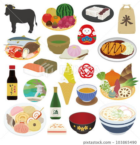 Ishikawa prefecture specialty illustration set Ishikawa prefecture specialty illustration set 103865490