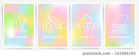 Summer Gradient Soft Colors Backgrounds with Geometric Elements for Summer Season Abstract Creative Graphic Design. Vector Cover Poster or Brochure Collection. 103866193