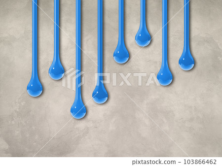 Blue ink drops on light concrete wall. Horizontal wallpaper 103866462