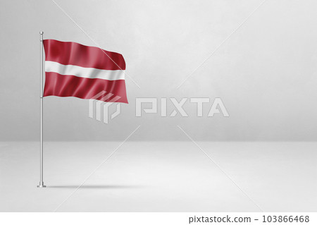 Latvian flag isolated on white concrete wall background Latvian flag isolated on white concrete wall background 103866468