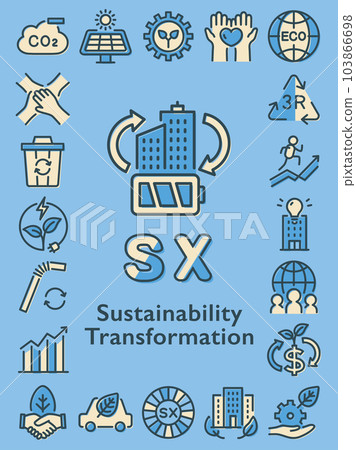 SX(可持續性轉型)彩色圖標集 SX(可持續性轉型)彩色圖標集 103866698