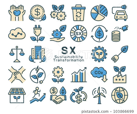 SX (Sustainability Transformation) colorful icon set SX (Sustainability Transformation) colorful icon set 103866699