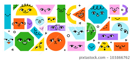 Various geometric figures with faces 103866762