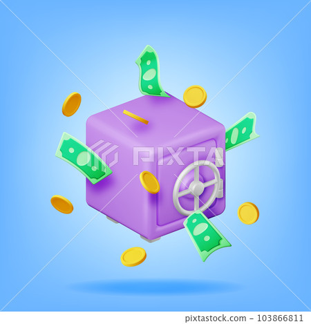 3d Safe Box Full of Money Isolated 3d Safe Box Full of Money Isolated 103866811