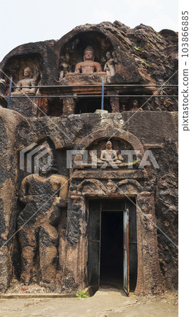 Carved sculptures of Lord Buddha in Different Form at Bojjanna Konda Buddhist Caves of Sankaram, Anakapalle, Andhra Pradesh, India. Carved sculptures of Lord Buddha in Different Form at Bojjanna Konda Buddhist Caves of Sankaram, Anakapalle, Andhra Pradesh, India. 103866885