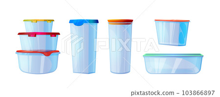 Cartoon set of empty food containers Cartoon set of empty food containers 103866897
