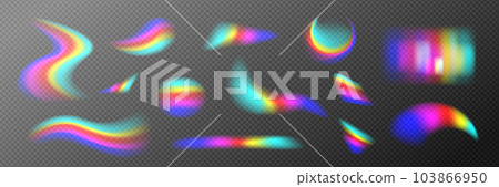 Rainbow holographic refraction prism light overlay 103866950