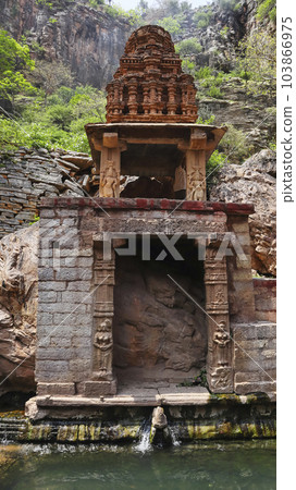 View of Yaganti Spring Temple in near Yaganti Temple, Nandyal, Andhra Pradesh, India. 103866975