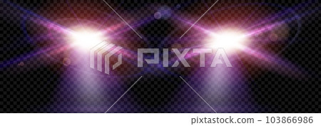 Realistic car headlights shining bright 103866986