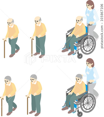 等距鳥瞰圖人高級輪椅人醫療保健插圖素材集 等距鳥瞰圖人高級輪椅人醫療保健插圖素材集 103867106