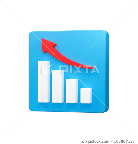 3D icon graph and arrow with base 3D icon graph and arrow with base 103867155
