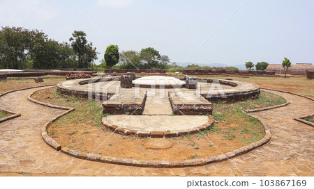 View of Circular Chaitya Griha at Thotlakonda Ancient Buddhist Monastery, Visakhapatnam, Andhra Pradesh, India. View of Circular Chaitya Griha at Thotlakonda Ancient Buddhist Monastery, Visakhapatnam, Andhra Pradesh, India. 103867169