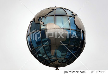 Kiev, Ukraine November 28, 2020: Globe on the building of the Ministry of Infrastructure of Ukraine in the center of Kiev 103867495