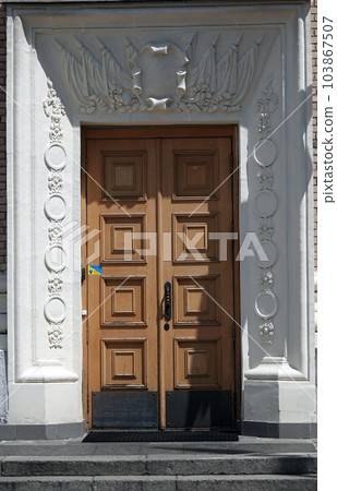 Kiev, Ukraine May 16, 2020: Architectural decorations of ancient buildings Kiev, Ukraine May 16, 2020: Architectural decorations of ancient buildings 103867507