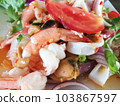 Vermicelli Salad Seafood (Yum Woon Sen) Thai Food Close up View. 103867597