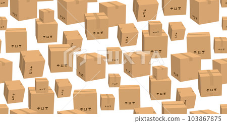 Closed brown cardboard boxes seamless pattern 103867875