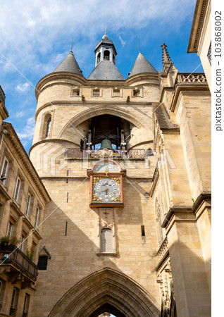 Oldest Belfry Grosse Cloche Hanging On A Gateway In Bordeaux, France. 103868002