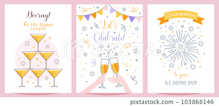 Happy Wedding Greeting Cards and Invitations Set Happy Wedding Greeting Cards and Invitations Set 103868146