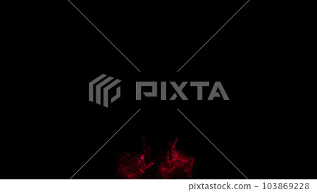 Chaotic Dance of Red Particles on black background. Combustion physics. Graphical representation of physical Chaotic Dance of Red Particles on black background. Combustion physics. Graphical representation of physical 103869228