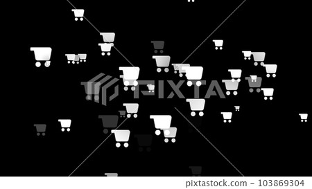 White shopping cart icons on black background. Icon basket, cart, e-commerce. Online buying concept White shopping cart icons on black background. Icon basket, cart, e-commerce. Online buying concept 103869304