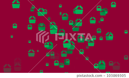Green shopping cart icons on viva magenta background. Icon basket, cart, e-commerce. Online buying concept 103869305