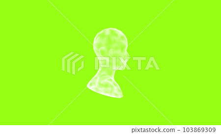 3D bust of white particles on green screen. Science concept 3D bust of white particles on green screen. Science concept 103869309