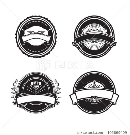 Hand Drawn vintage logo in flat line art style Hand Drawn vintage logo in flat line art style 103869409