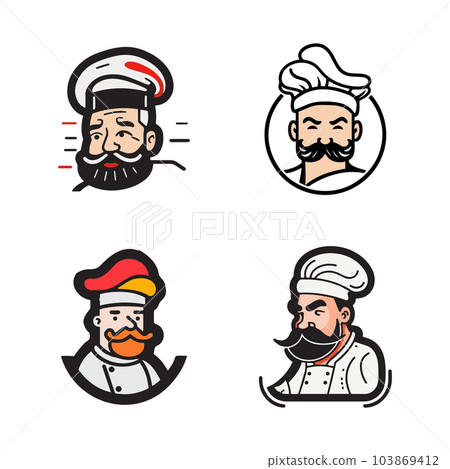 Hand Drawn vintage male chef in flat line art style Hand Drawn vintage male chef in flat line art style 103869412